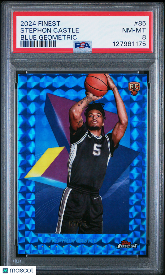 2024 Topps Finest- Stephon Castle - ROOKIE - Blue Geometric /75 - PSA ROOKIE /75