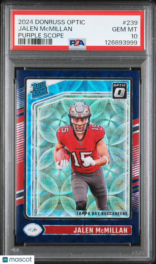2024 Donruss Optic - Jalen McMillan - ROOKIE - Purple Scope - ROOKIE - PSA 10