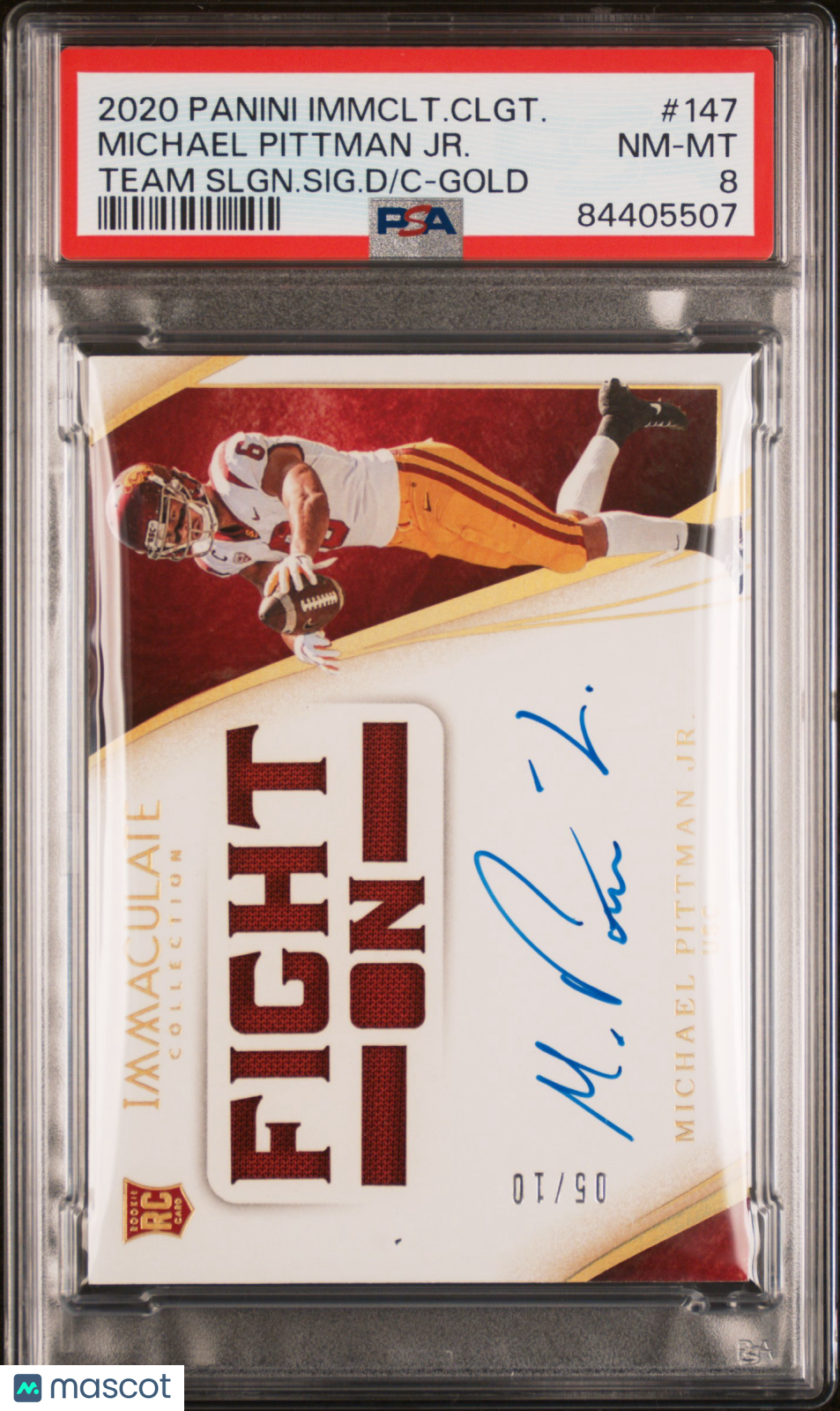 2020 Immaculate College- Michael Pittman Jr.- ROOKIE PATCH AUTO - Gold /10 - PSA