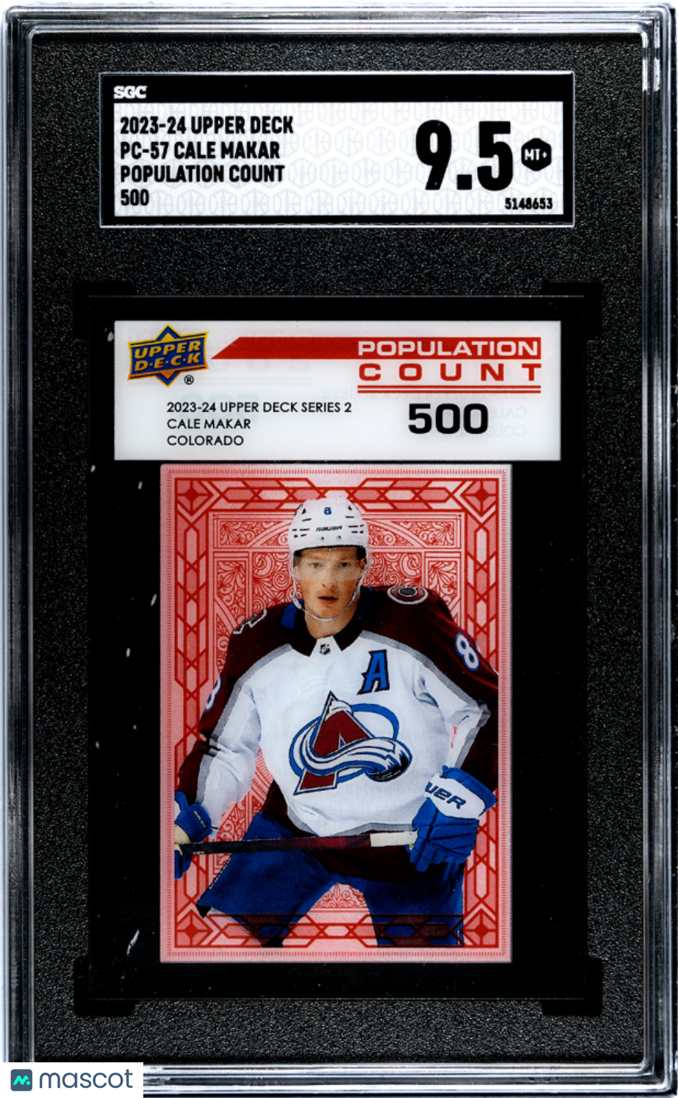 2023 Upper Deck - Cale Makar #PC-57 - Population Count Red /500 - SGC /500