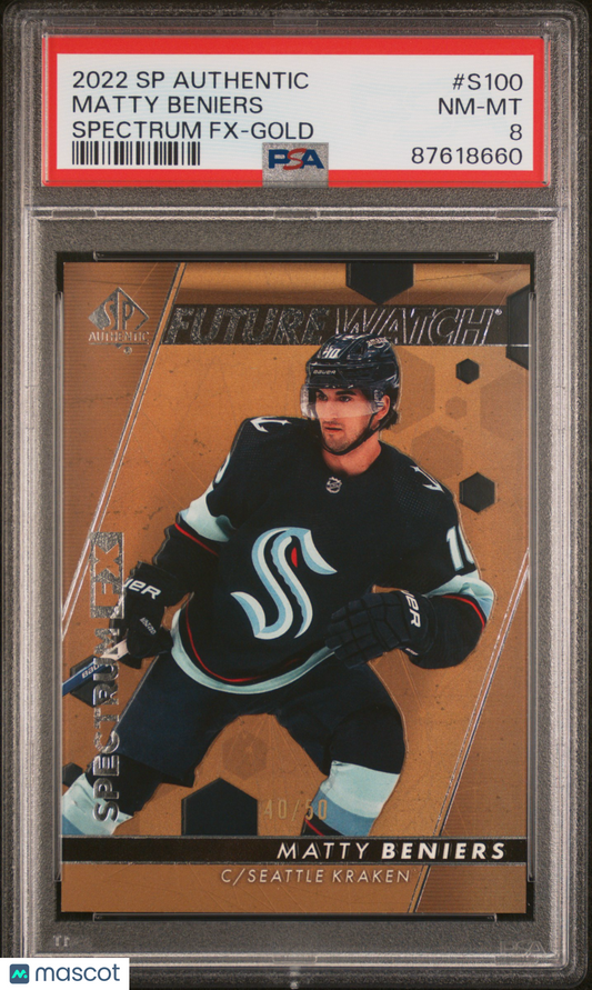 2022 SP Authentic - Matty Beniers #S100- Spectrum FX Bounty - Gold /50 - PSA /50