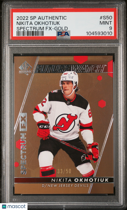 2022 SP Authentic Spectrum FX Nikita Okhotiuk #S50 - /50 GOLD  - PSA - /50 GOLD