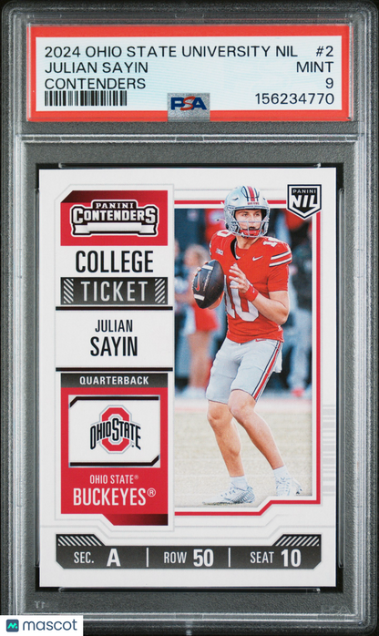2024 Panini The Ohio State NIL - Julian Sayin #2 - Contenders - PSA 9