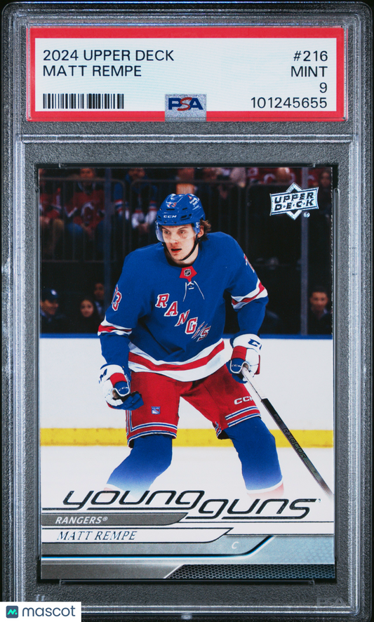 2024 Upper Deck Matt Rempe Young Guns #216 PSA 9  ROOKIE- Young Guns ROOKIE