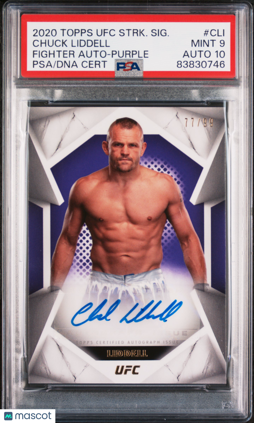 2020 Topps UFC- Chuck Liddell - Fighter Auto - AUTO - Purple /99 - PSA 9 Auto 10