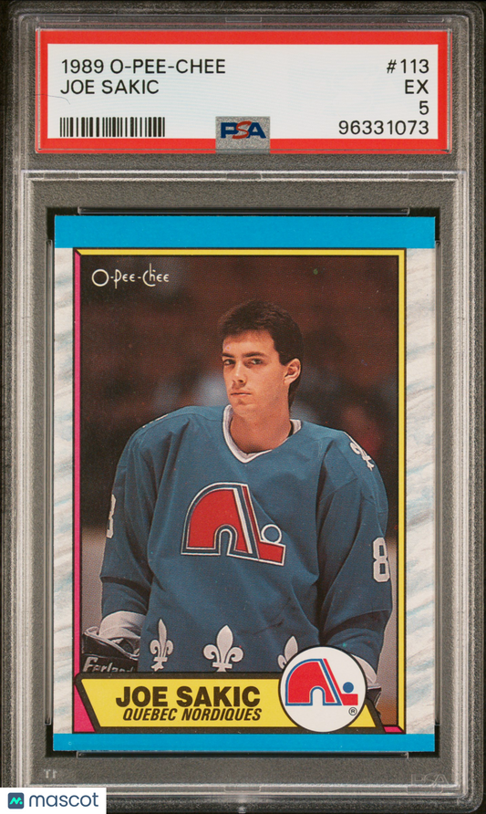 1989 O-Pee-Chee Hockey - Joe Sakic #113 - Quebec Nordiques - PSA