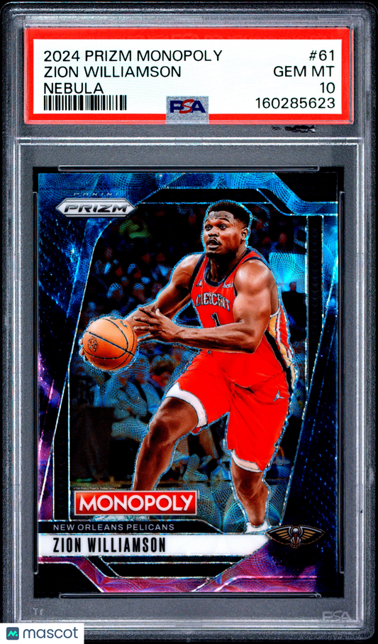 2024 Panini Prizm Monopoly - Zion Williamson #61 - NEBULA - PSA 10