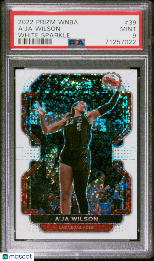 2022 Panini Prizm WNBA A'ja Wilson #39 White Sparkle PSA 9