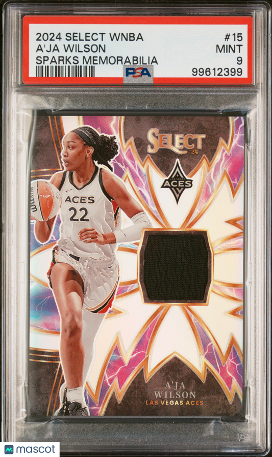 2024 Panini Select WNBA Sparks Memorabilia A'ja Wilson #15 PSA 9
