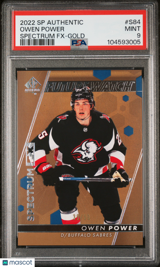 2022 SP Authentic - Owen Power #S84 - Spectrum FX Bounty - Gold /50 - PSA 9