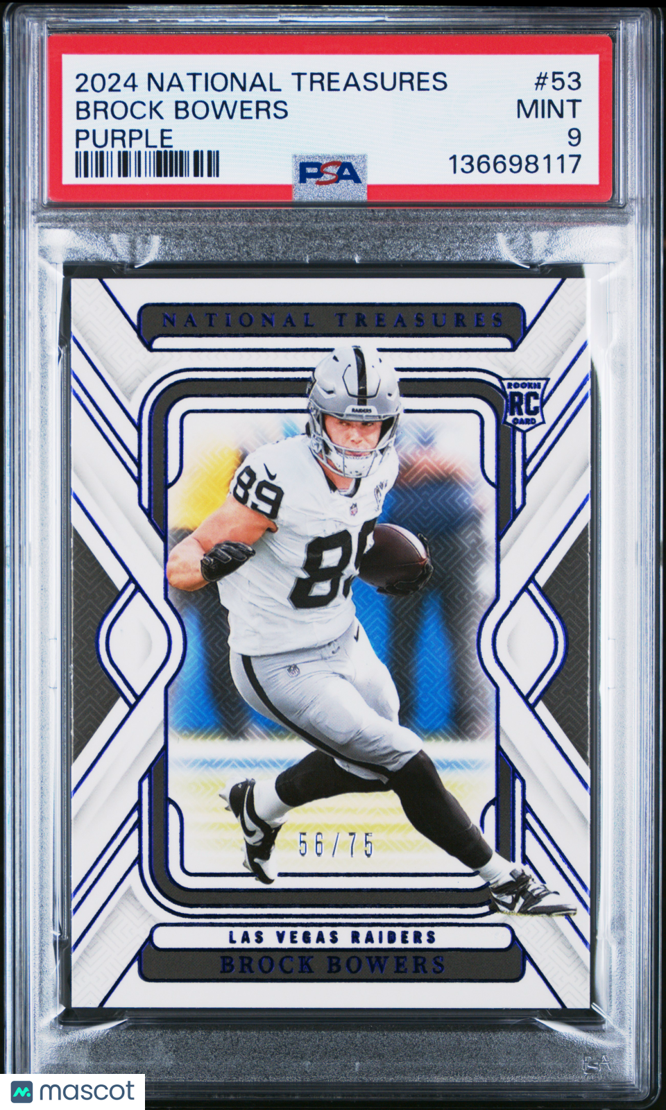 2024 National Treasures - Brock Bowers #53 - ROOKIE - Purple /75 - PSA - /75