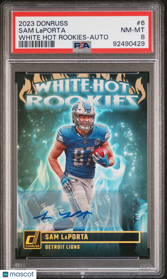 2023 Donruss Football NFL - Sam Laporta - White Hot Rookies - Auto /25 - PSA /25