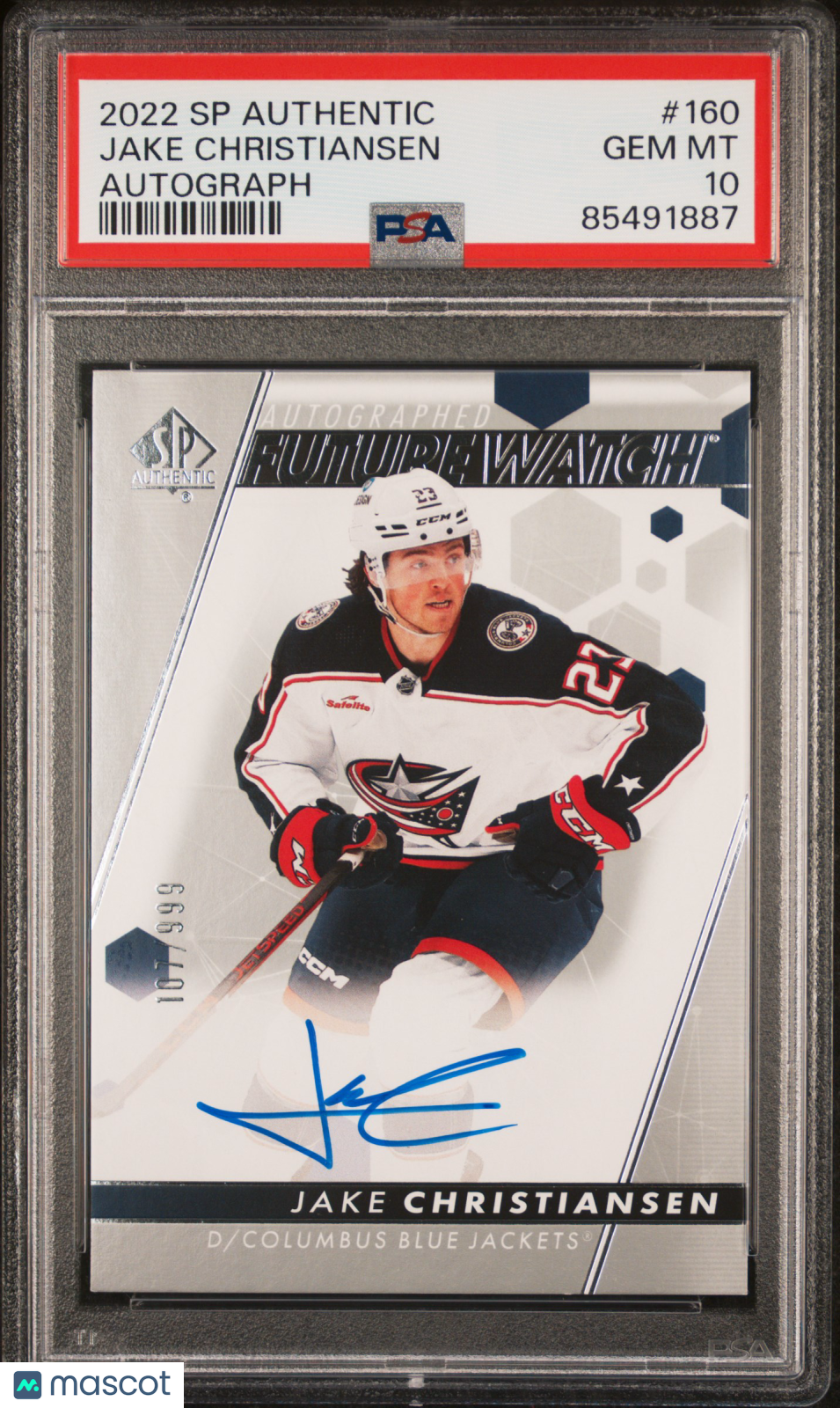 2022 SP Authentic Hockey - Jake Christiansen #160 - Future Watch Auto - PSA 10