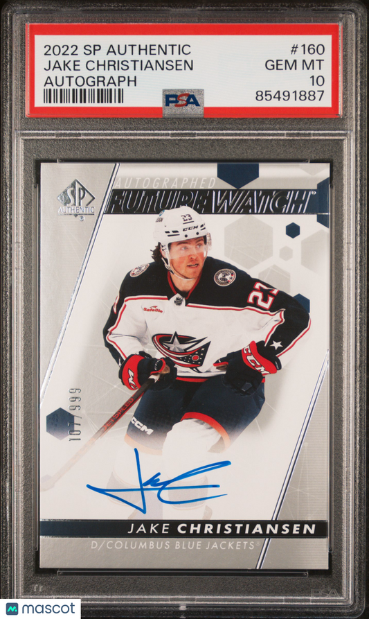 2022 SP Authentic Hockey - Jake Christiansen #160 - Future Watch Auto - PSA 10