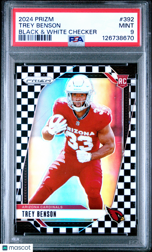 2024 Panini Prizm - Trey Benson - ROOKIE - Black & White Checker - ROOKIE - PSA