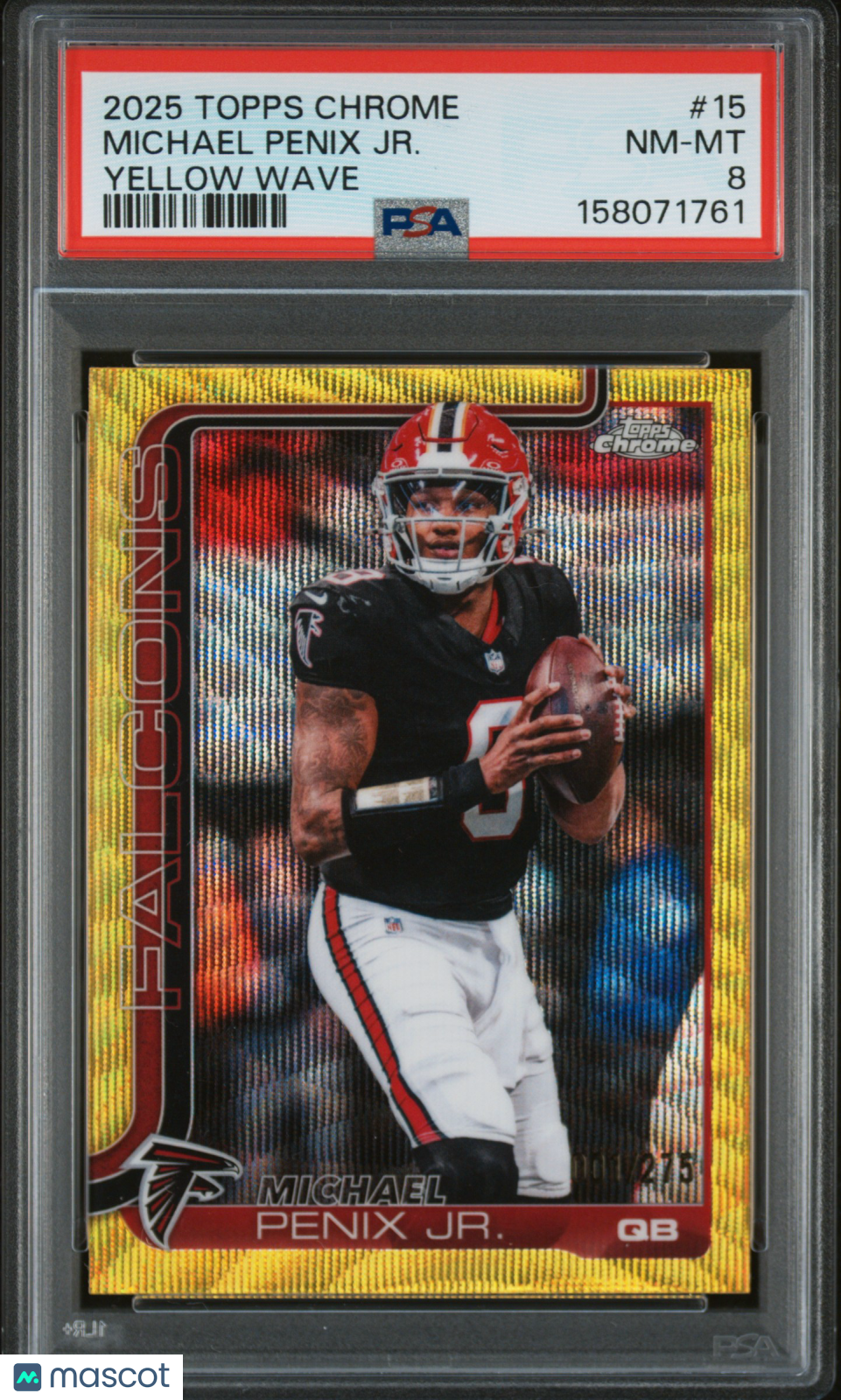 2025 Topps Chrome - Michael Penix JR. #15 - Yellow Wave 001/275 - PSA - /275