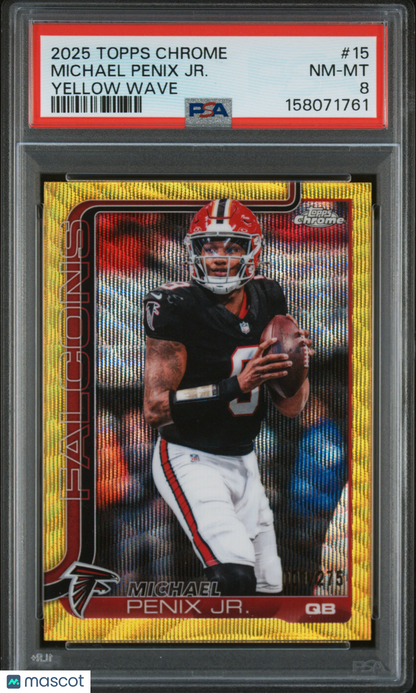 2025 Topps Chrome - Michael Penix JR. #15 - Yellow Wave 001/275 - PSA - /275
