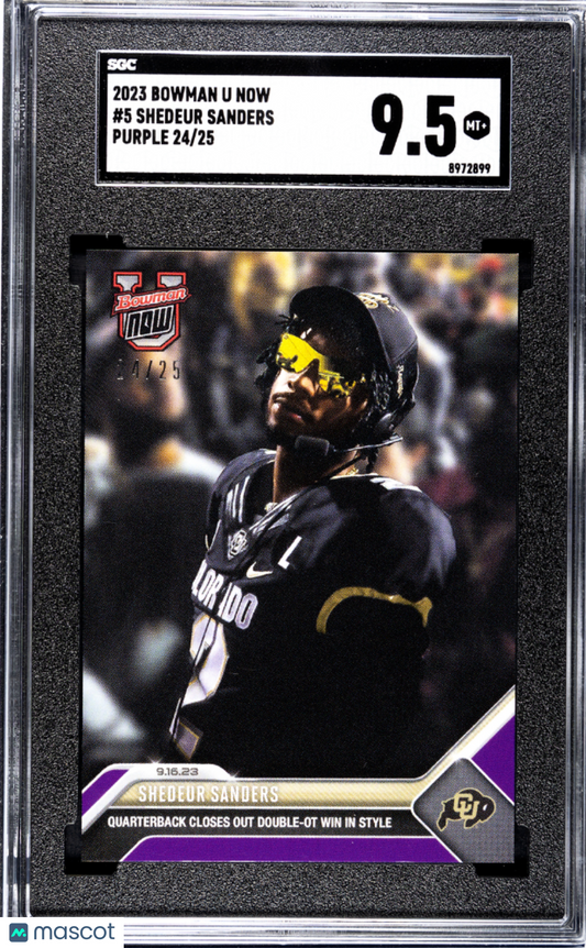 2023 Bowman University Now - Shedeur Sanders #5 - Purple /25 - SGC 9.5 - /25
