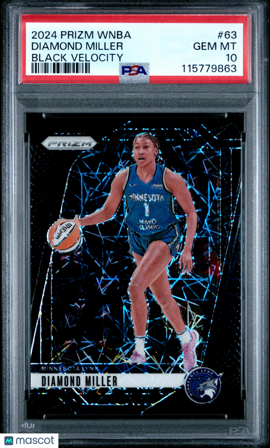 2024 Panini Prizm WNBA - Diamond Miller /39 - Black Velocity /39 - PSA 10