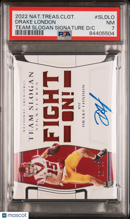 2022 Nat Treasures College - Drake London - ROOKIE PATCH AUTO /25 - PSA - 25/25