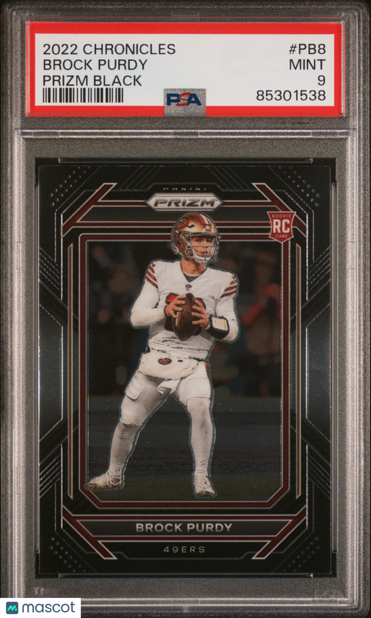 2022 Panini Chronicles - Prizm Black - Brock Purdy #PB8 - ROOKIE - PSA 9