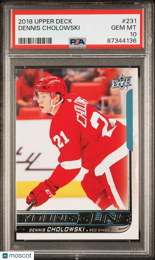 2018 Upper Deck - Dennis Cholowski #231 - YOUNG GUNS ROOKIE - PSA 10
