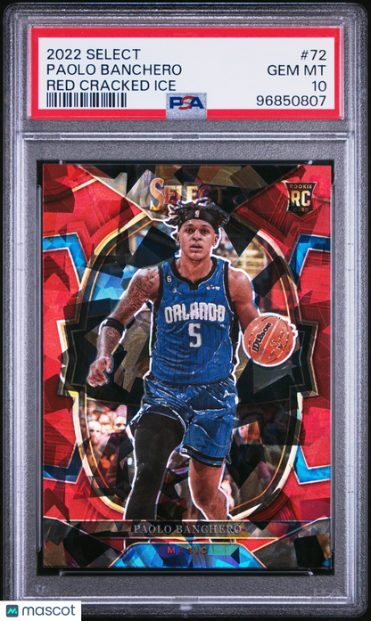 2022 Panini Select Paolo Banchero #72 Red Cracked Ice PSA 10 - ROOKIE PSA 10