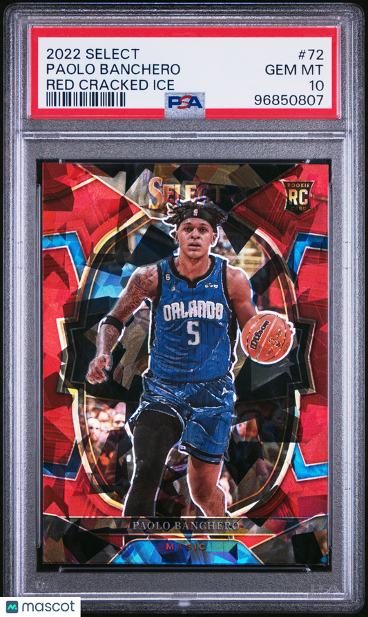 2022 Panini Select Paolo Banchero #72 Red Cracked Ice PSA 10 - ROOKIE PSA 10