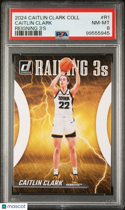 2024 Panini Caitlin Clark Collection Reigning 3'S Caitlin Clark #R1 PSA 8