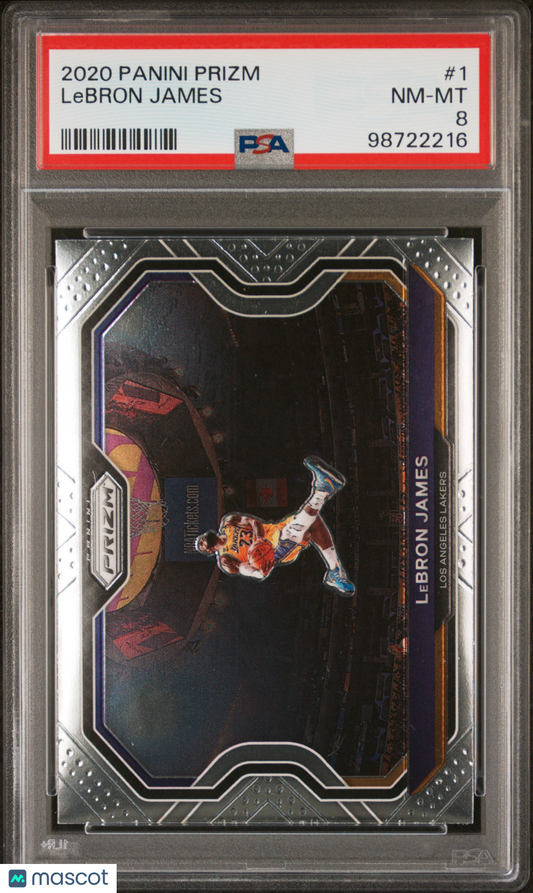 2020 Panini Prizm LeBron James #1 PSA 8 - ICONIC Lebron dunk in tribute to KOBE