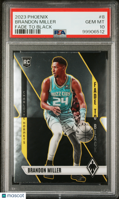 2023 Panini Phoenix Fade To Black Brandon Miller ROOKIE #8 PSA 10