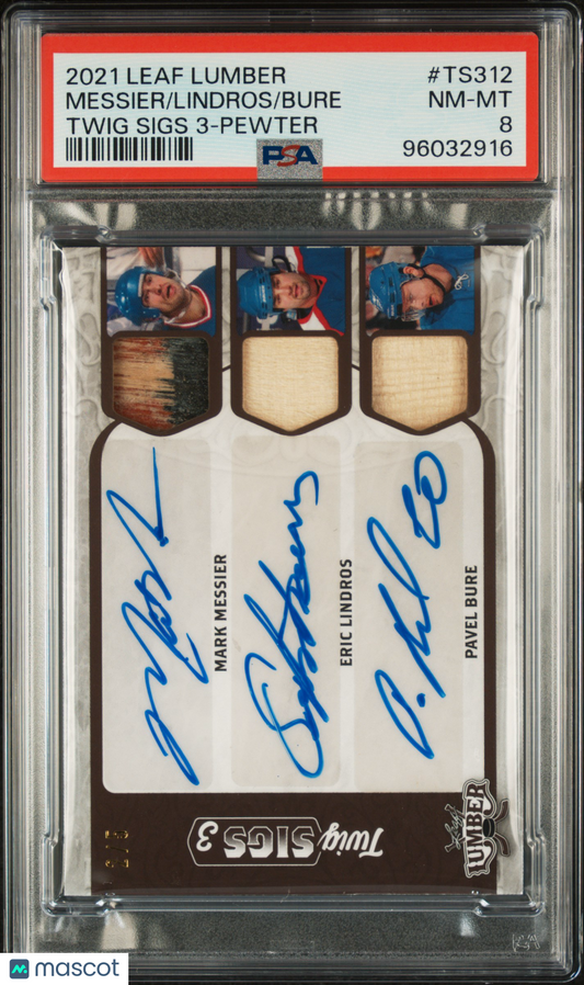 2021 Leaf Mark Messier Eric Lindros Pavel Bure #TS312 Twig Sigs 3  PSA 8