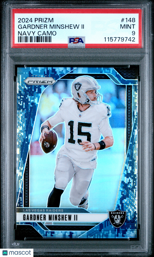 2024 Panini Prizm - Gardner Minshew II #148 - Navy Camo /25 - PSA 9 - /25