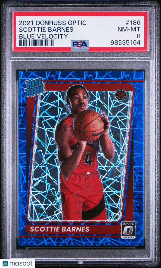 2021 Panini Donruss Optic Scottie Barnes #186 Blue Velocity PSA 8 - ROOKIE