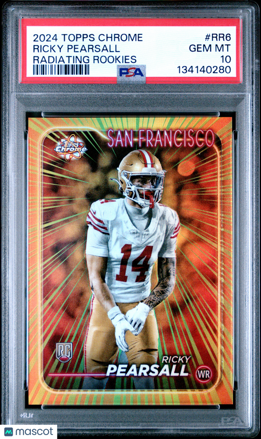 2024 Topps Chrome Football NFL- Ricky Pearsall #RR6 - Radiating Rookies - PSA 10
