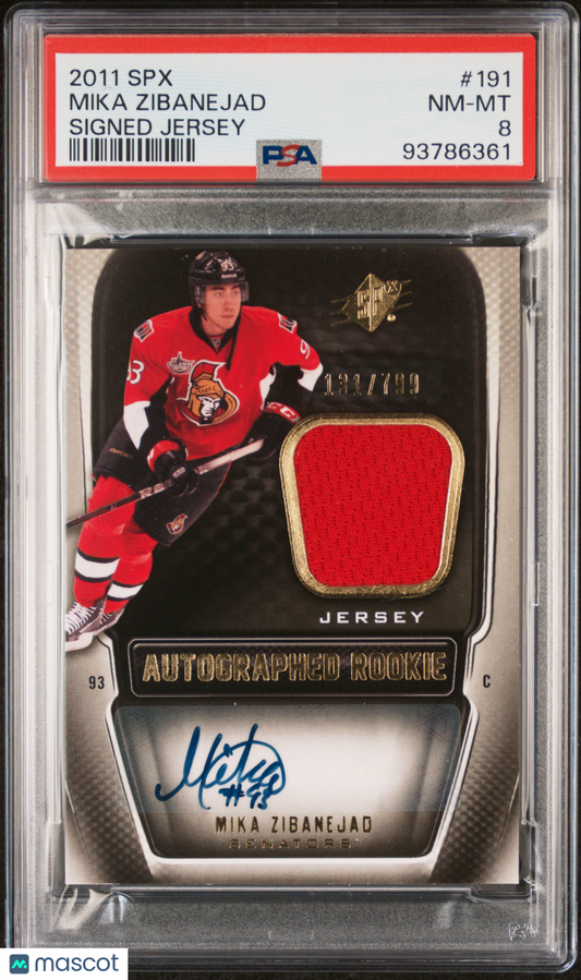 2011 SPX Mika Zibanejad ROOKIE RPA Patch Auto #191 PSA 8 - RPA ROOKIE AUTO