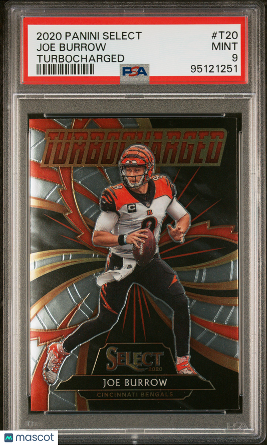 2020 Panini Select Turbocharged Joe Burrow ROOKIE #T20 PSA 9