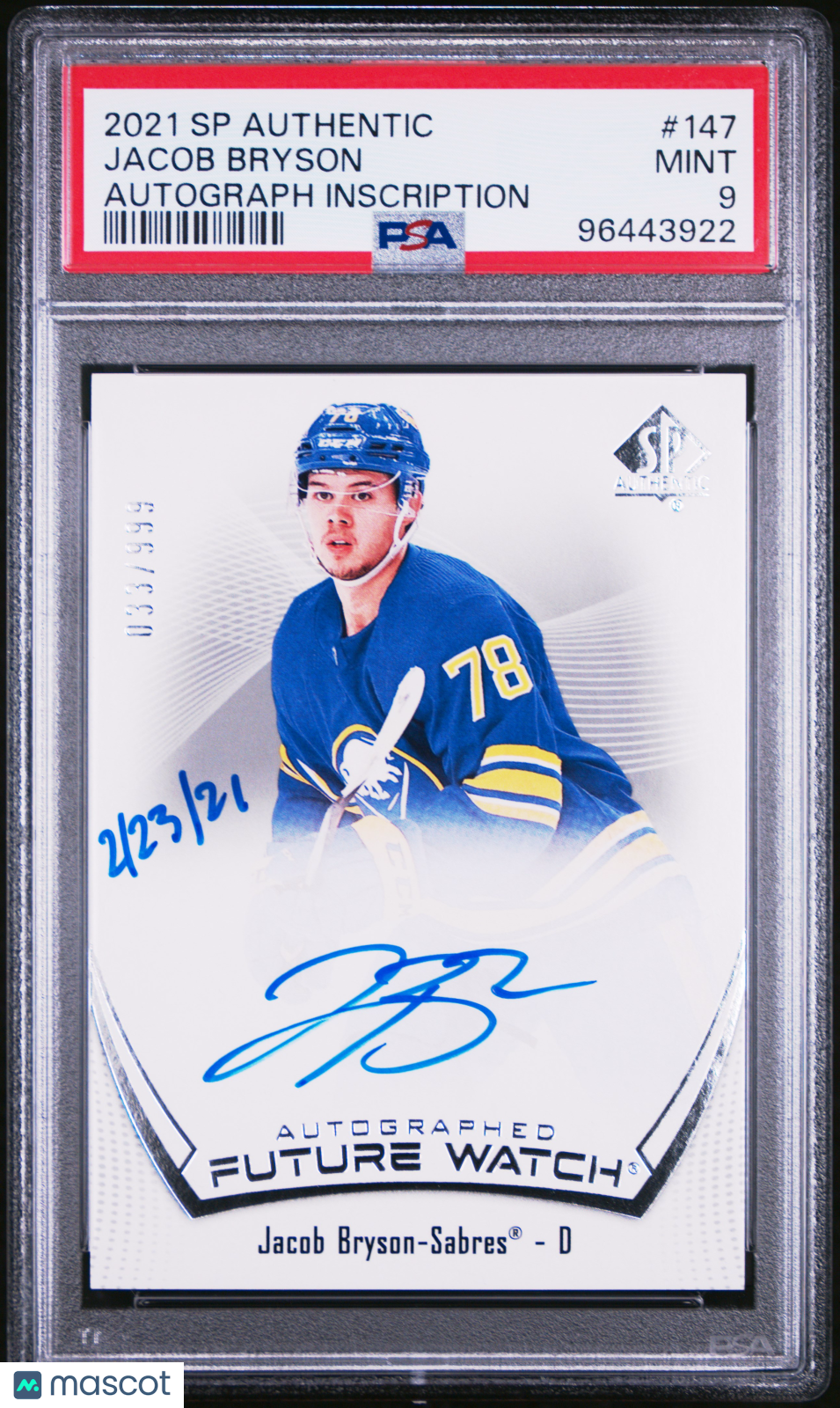 2021 SP Authentic - Jacob Bryson - FUTURE WATCH AUTO /999 - PSA - INSCRIBED /50