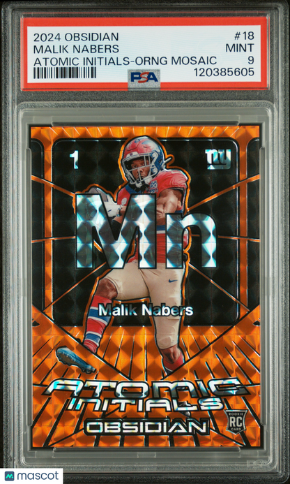 2024 Panini Obsidian - Malik Nabers - Atomic Initials - Orange - ROOKIE - PSA