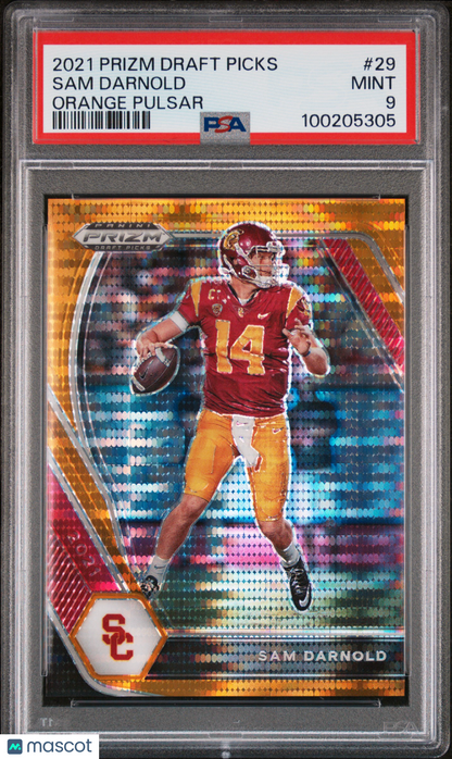 2021 Panini Prizm Draft Picks Sam Darnold #29  Orange Pulsar 49 PSA 9 - /49