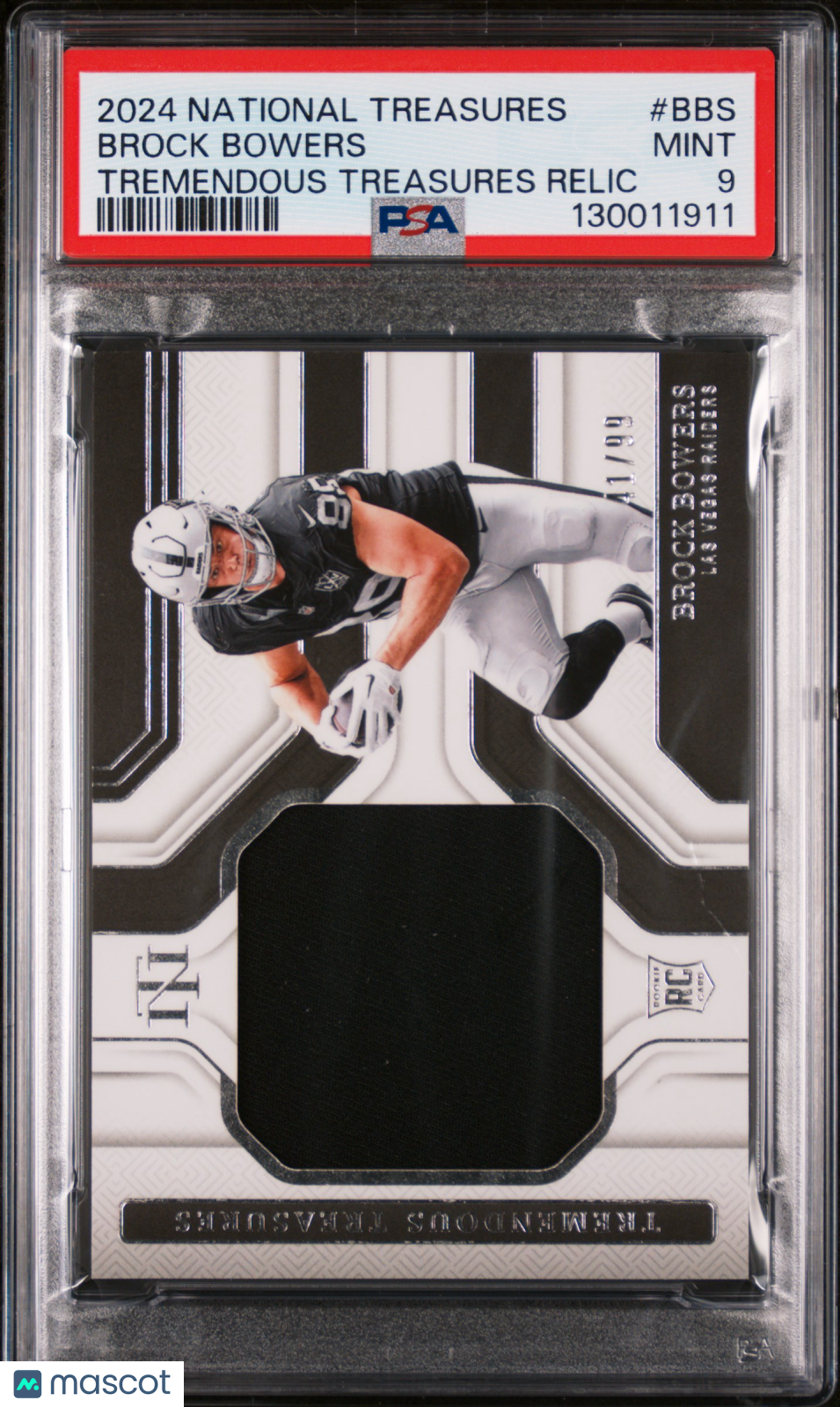 2024 National Treasures - Brock Bowers #99 - ROOKIE PATCH /99 - PSA - ROOKIE /99