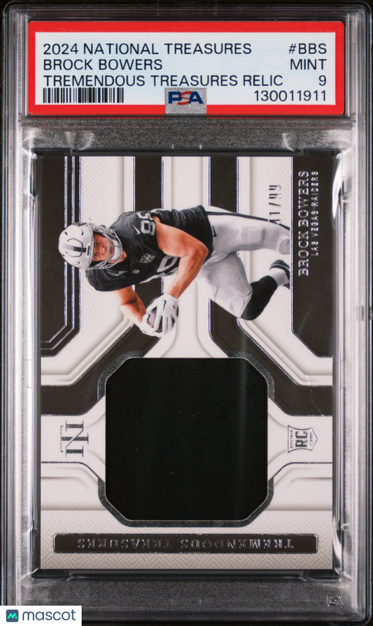 2024 National Treasures - Brock Bowers #99 - ROOKIE PATCH /99 - PSA - ROOKIE /99