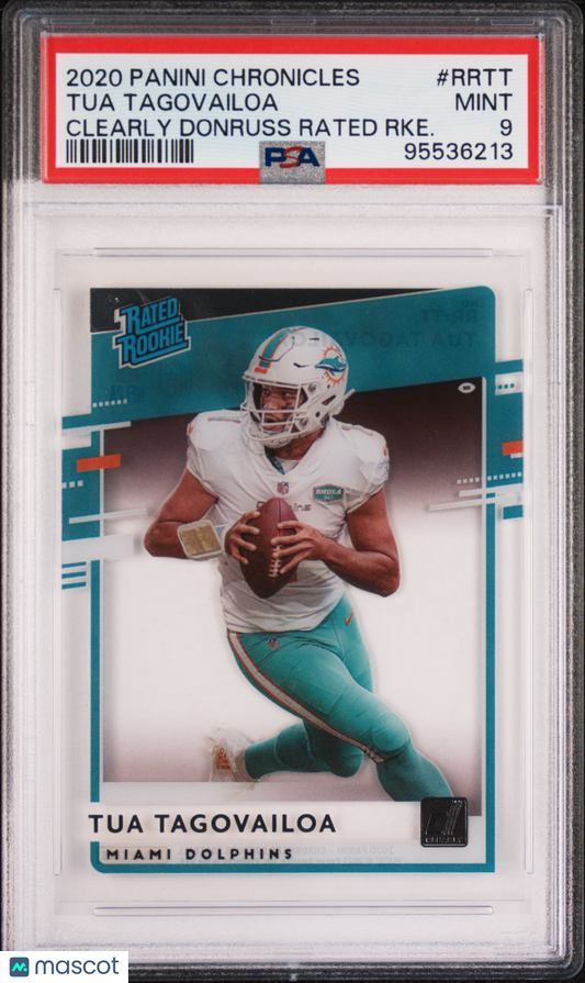 2020 Panini Clearly Donruss Rated Rookies Tua Tagovailoa #RRTT RKE. PSA 9
