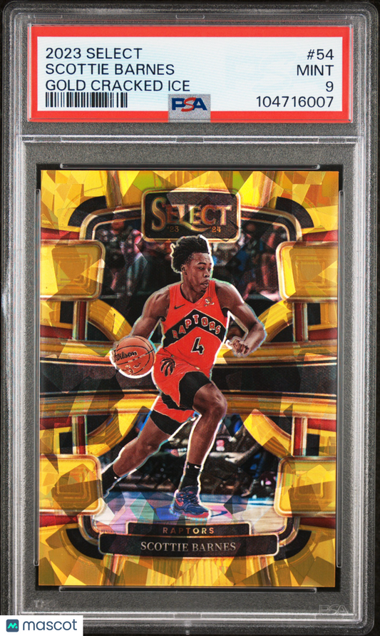 2023 Panini Select #54 - Scottie Barnes /10 - Gold Cracked Ice /10 - PSA 9