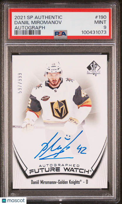 2021 SP Authentic Daniil Miromanov #190 Future Watch Autograph /999 ROOKIE PSA