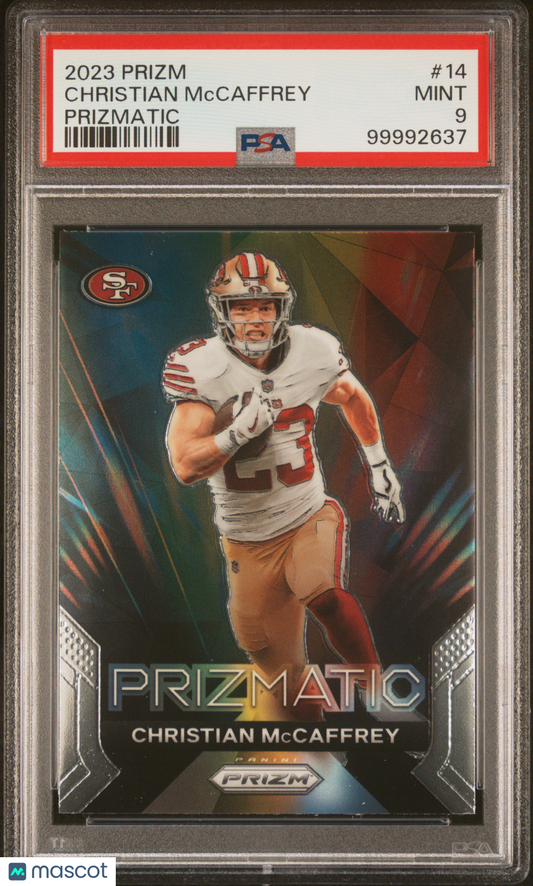 2023 Panini Prizm Prizmatic Christian Mccaffrey #14 PSA 9
