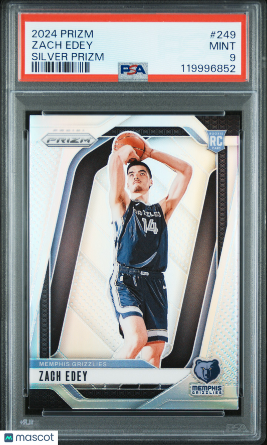 2024 Panini Prizm - Zach Edey #249 - ROOKIE - Silver Prizm - ROOKIE - PSA