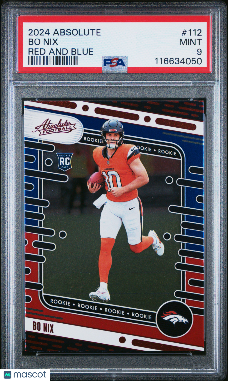 2024 Panini Absolute Bo Nix #112 Red And Blue PSA 9