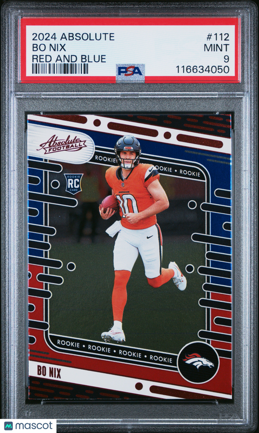 2024 Panini Absolute Bo Nix #112 Red And Blue PSA 9