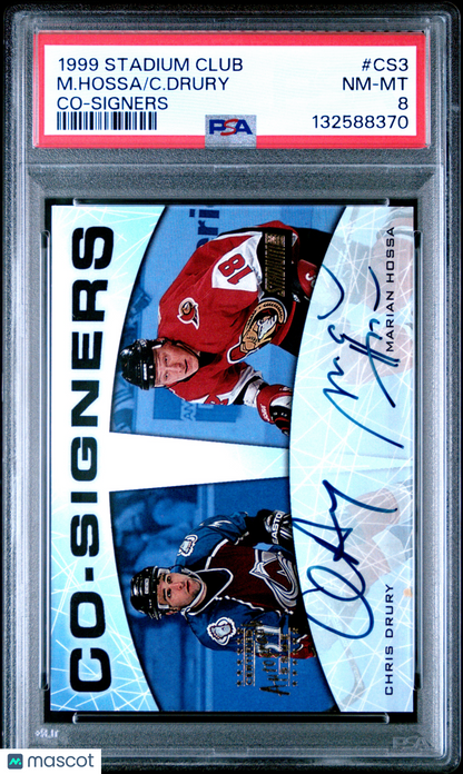 1999 Stadium Club Hockey - Marian Hossa + Chris Drury #CS3 - DUAL AUTO - PSA